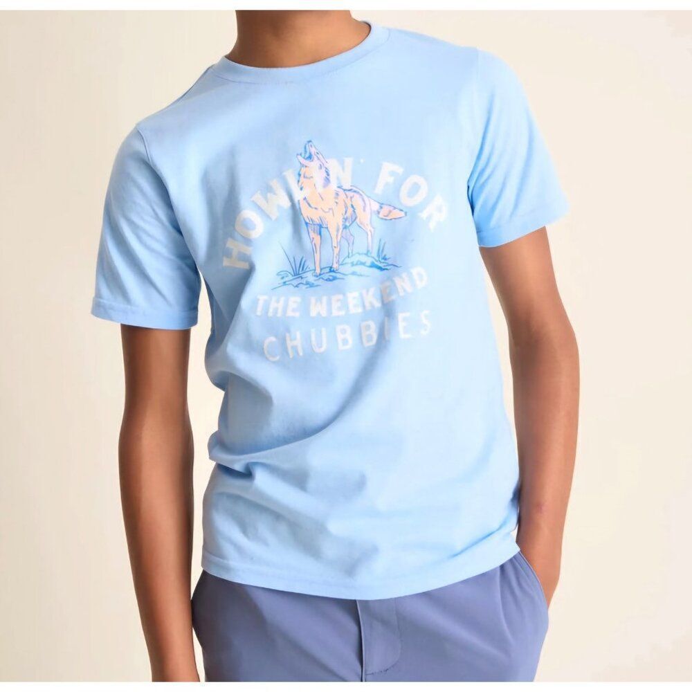 NEW CHUBBIES - XS -‎ Boys Soft Blue The Howlin' For The Weekend Pullover T-Shirt
